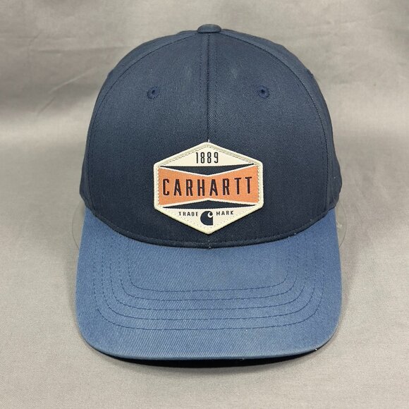 Carhartt Flexfit Hat Cap Blue Stretch Workwear Baseball Jobsite Adjustable Mens - Picture 1 of 15